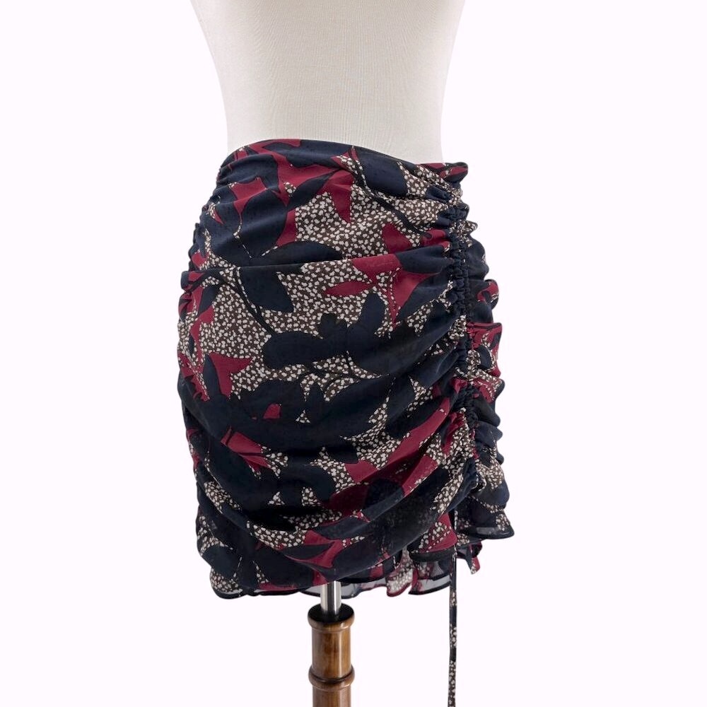 Bar III Womens Ruched Mini Skirt Size 2 Floral Print Polyester Blend